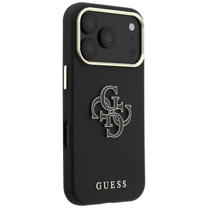 Husa pentru Apple iPhone 18 Pro / 17 Pro, Guess, Grained Big Resin Logo, Neagra