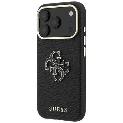 Husa pentru Apple iPhone 18 Pro / 17 Pro, Guess, Grained Big Resin Logo, Neagra