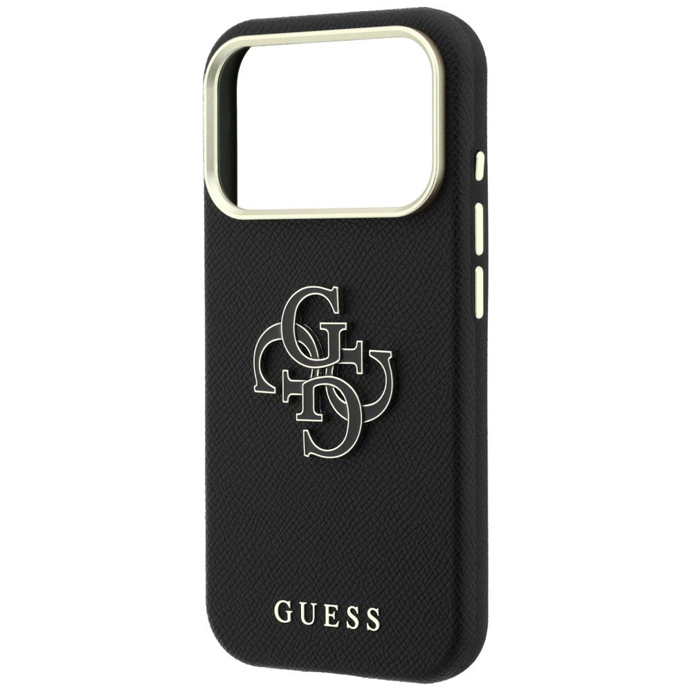 Husa pentru Apple iPhone 18 Pro / 17 Pro, Guess, Grained Big Resin Logo, Neagra