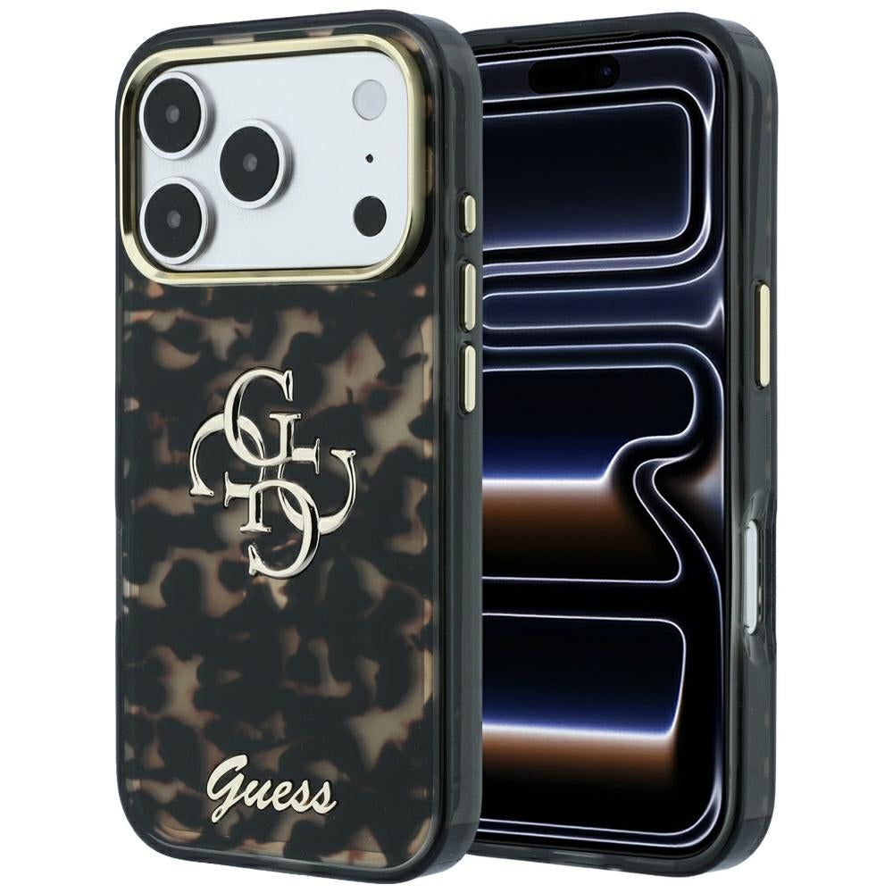 Husa pentru Apple iPhone 18 Pro / 17 Pro, Guess, IML 4G Metal Script, Maro