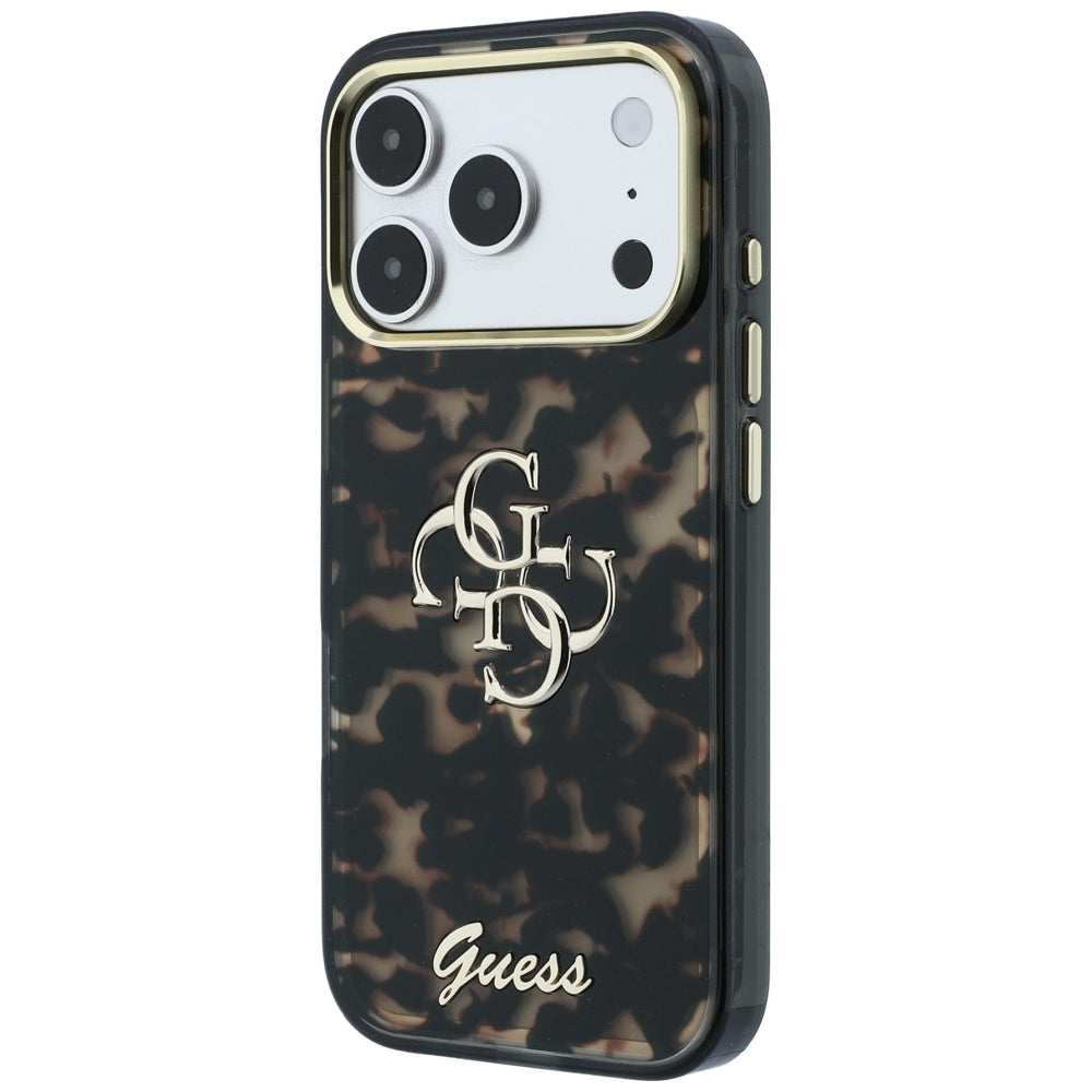 Husa pentru Apple iPhone 18 Pro / 17 Pro, Guess, IML 4G Metal Script, Maro