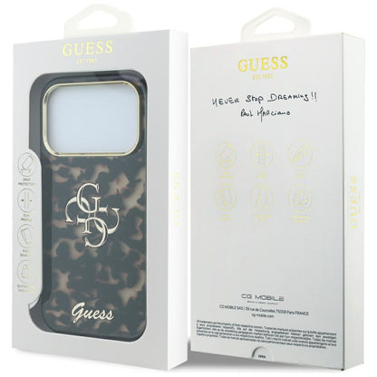 Husa pentru Apple iPhone 18 Pro / 17 Pro, Guess, IML 4G Metal Script, Maro