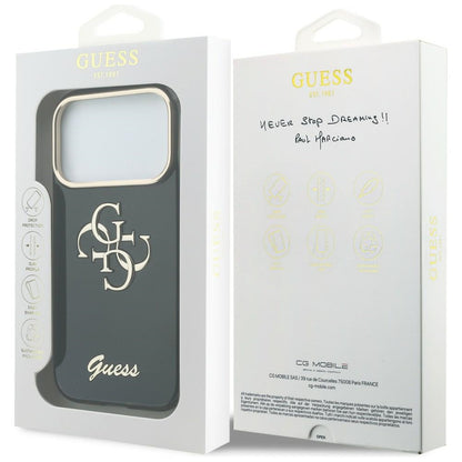 Husa pentru Apple iPhone 18 Pro / 17 Pro, Guess, IML 4G Metal Script, Neagra