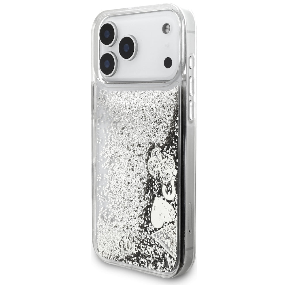 Husa pentru Apple iPhone 18 Pro / 17 Pro, Guess, Liquid Glitter Charms, Argintie