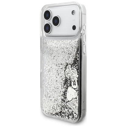 Husa pentru Apple iPhone 18 Pro / 17 Pro, Guess, Liquid Glitter Charms, Argintie
