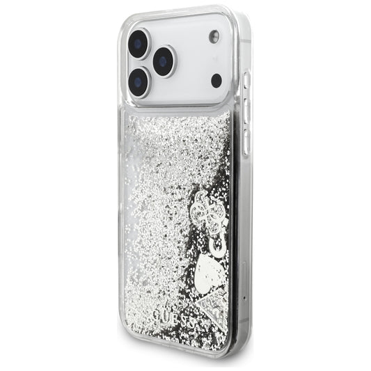 Husa pentru Apple iPhone 18 Pro / 17 Pro, Guess, Liquid Glitter Charms, Argintie