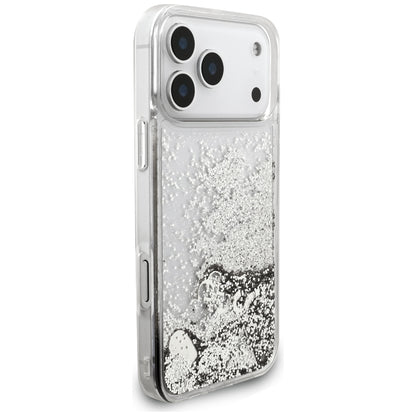 Husa pentru Apple iPhone 18 Pro / 17 Pro, Guess, Liquid Glitter Charms, Argintie
