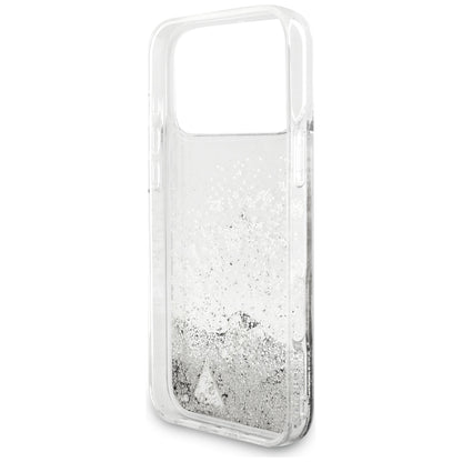 Husa pentru Apple iPhone 18 Pro / 17 Pro, Guess, Liquid Glitter Charms, Argintie