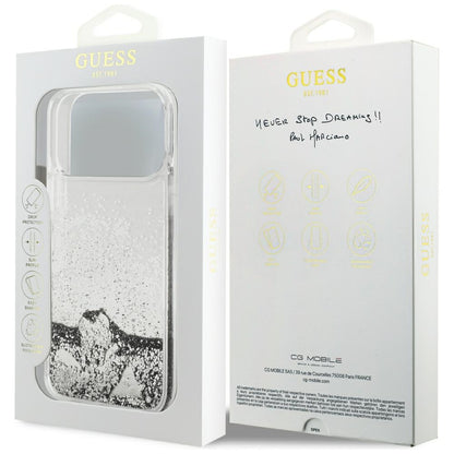 Husa pentru Apple iPhone 18 Pro / 17 Pro, Guess, Liquid Glitter Charms, Argintie
