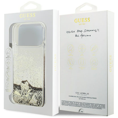 Husa pentru Apple iPhone 18 Pro / 17 Pro, Guess, Liquid Glitter Charms, Aurie