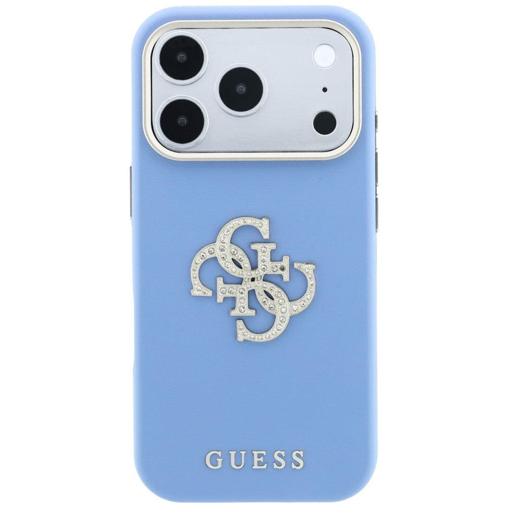 Husa pentru Apple iPhone 18 Pro / 17 Pro, Guess, Smooth Big Strass Logo, Bleu