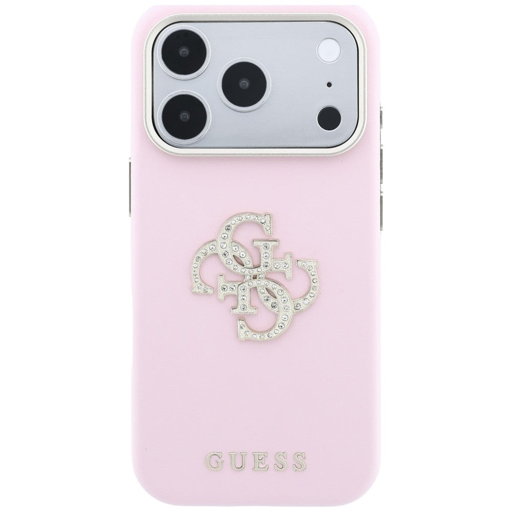 Husa pentru Apple iPhone 18 Pro / 17 Pro, Guess, Smooth Big Strass Logo, Roz
