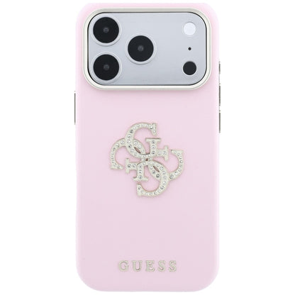 Husa pentru Apple iPhone 18 Pro / 17 Pro, Guess, Smooth Big Strass Logo, Roz