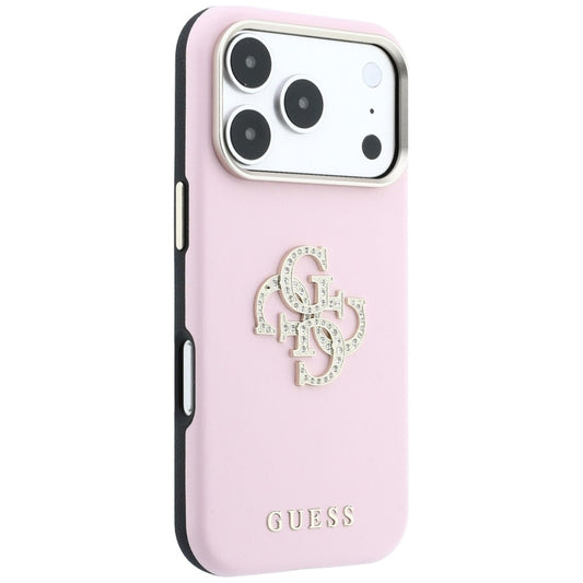 Husa pentru Apple iPhone 18 Pro / 17 Pro, Guess, Smooth Big Strass Logo, Roz