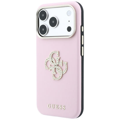 Husa pentru Apple iPhone 18 Pro / 17 Pro, Guess, Smooth Big Strass Logo, Roz