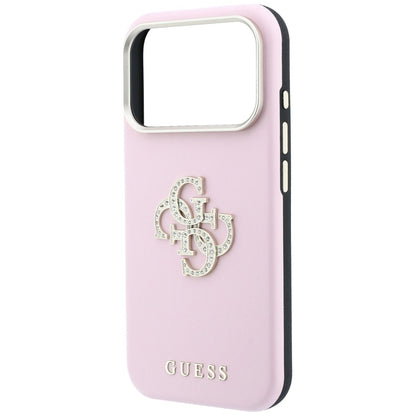 Husa pentru Apple iPhone 18 Pro / 17 Pro, Guess, Smooth Big Strass Logo, Roz