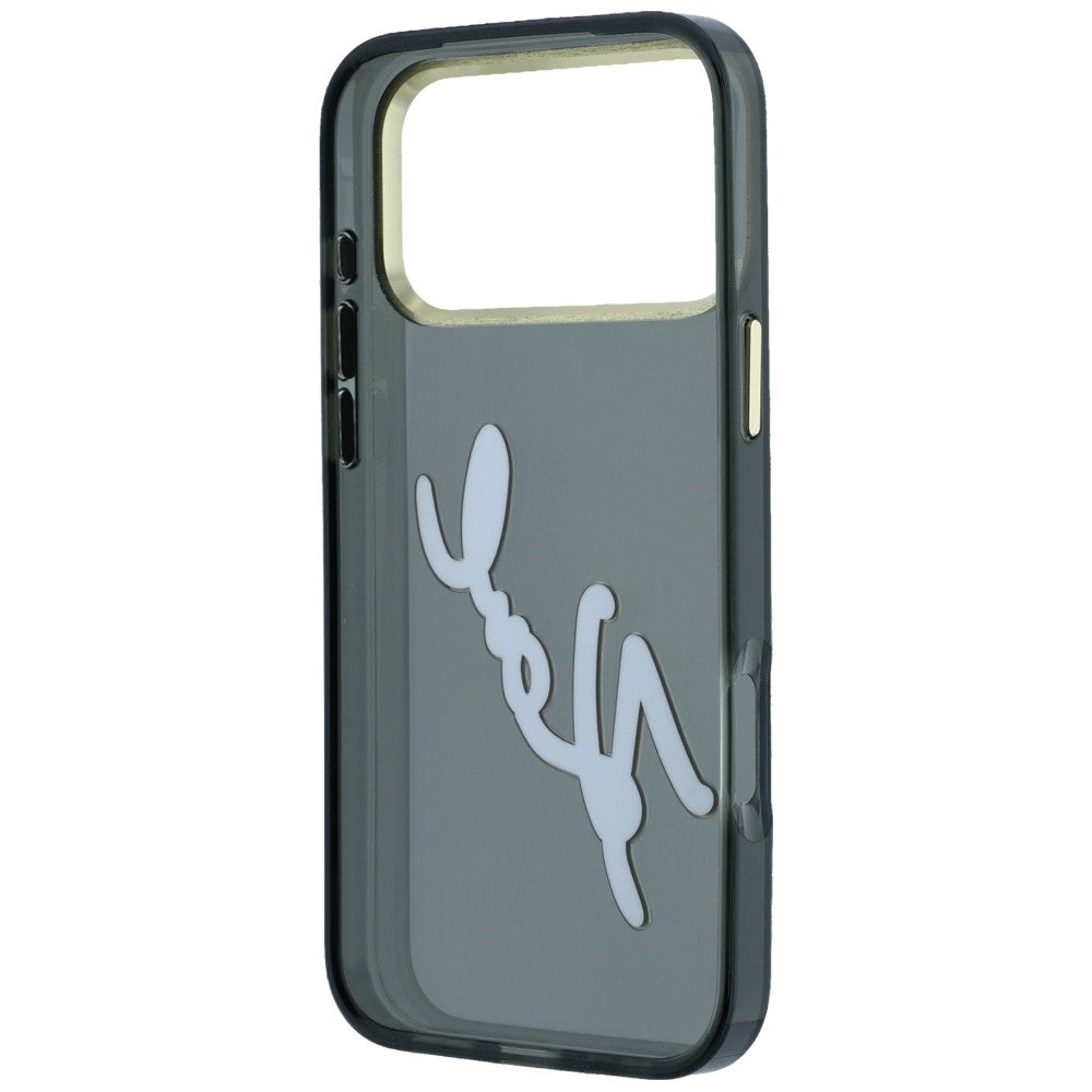 Husa pentru Apple iPhone 18 Pro / 17 Pro, Karl Lagerfeld, IML Big Signature Resin Logo and Metal Frame, Neagra