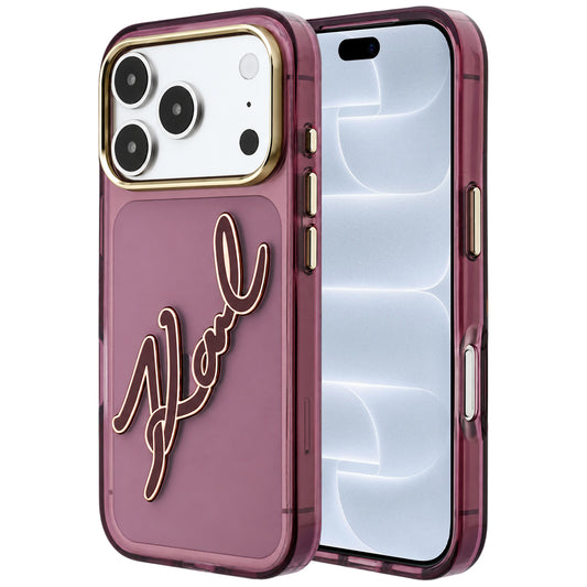 Husa pentru Apple iPhone 18 Pro / 17 Pro, Karl Lagerfeld, IML Big Signature Resin Logo and Metal Frame, Visinie
