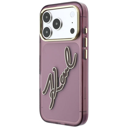 Husa pentru Apple iPhone 18 Pro / 17 Pro, Karl Lagerfeld, IML Big Signature Resin Logo and Metal Frame, Visinie