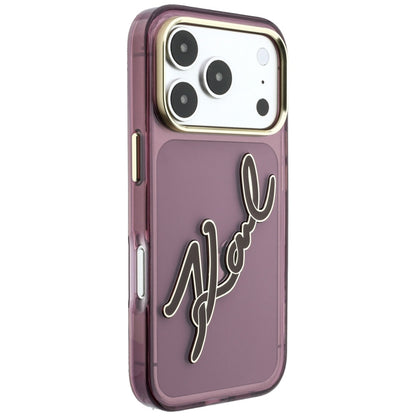 Husa pentru Apple iPhone 18 Pro / 17 Pro, Karl Lagerfeld, IML Big Signature Resin Logo and Metal Frame, Visinie