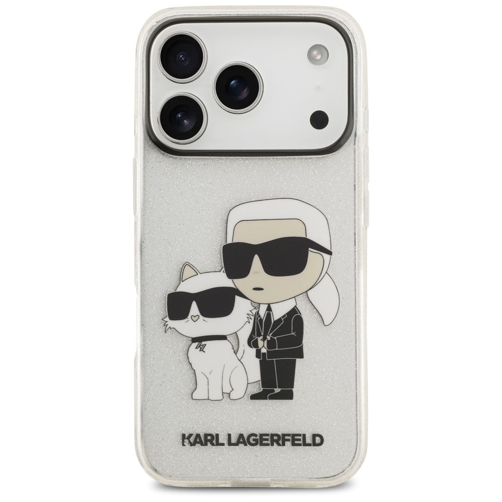Husa pentru Apple iPhone 18 Pro / 17 Pro, Karl Lagerfeld, IML Glitter Karl and Choupette NFT, Transparenta