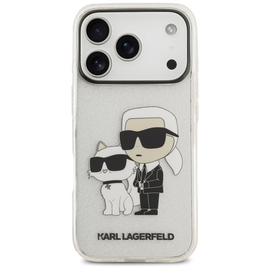 Husa pentru Apple iPhone 18 Pro / 17 Pro, Karl Lagerfeld, IML Glitter Karl and Choupette NFT, Transparenta