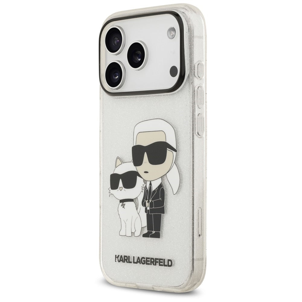 Husa pentru Apple iPhone 18 Pro / 17 Pro, Karl Lagerfeld, IML Glitter Karl and Choupette NFT, Transparenta