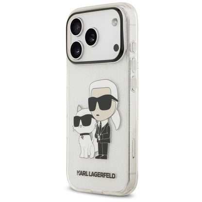 Husa pentru Apple iPhone 18 Pro / 17 Pro, Karl Lagerfeld, IML Glitter Karl and Choupette NFT, Transparenta
