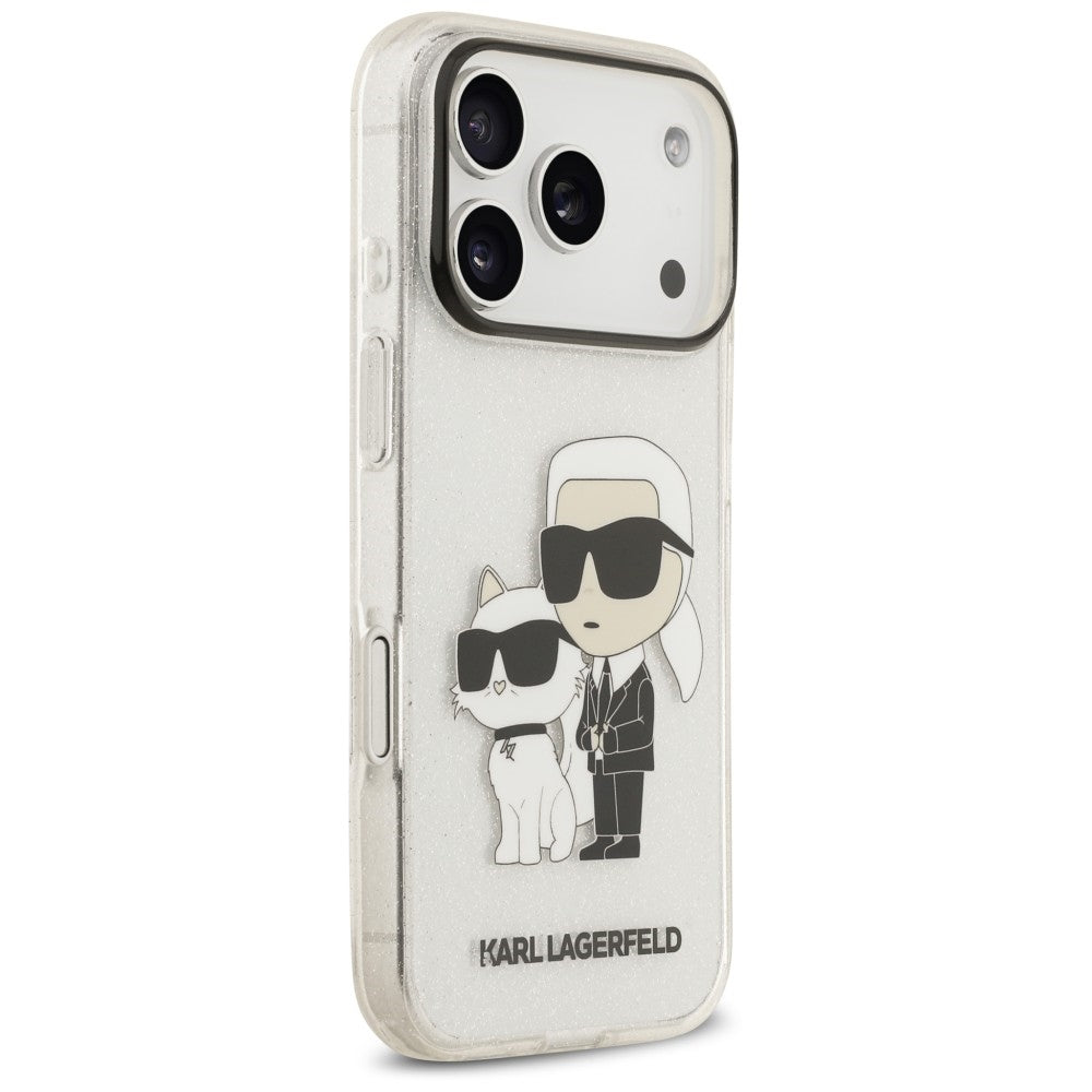 Husa pentru Apple iPhone 18 Pro / 17 Pro, Karl Lagerfeld, IML Glitter Karl and Choupette NFT, Transparenta