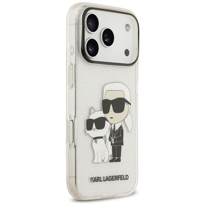 Husa pentru Apple iPhone 18 Pro / 17 Pro, Karl Lagerfeld, IML Glitter Karl and Choupette NFT, Transparenta