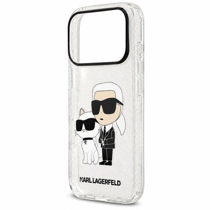 Husa pentru Apple iPhone 18 Pro / 17 Pro, Karl Lagerfeld, IML Glitter Karl and Choupette NFT, Transparenta