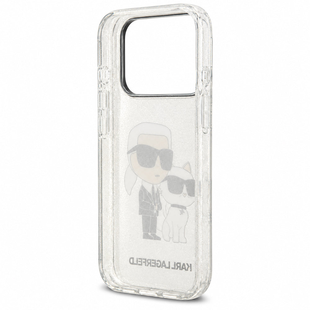 Husa pentru Apple iPhone 18 Pro / 17 Pro, Karl Lagerfeld, IML Glitter Karl and Choupette NFT, Transparenta