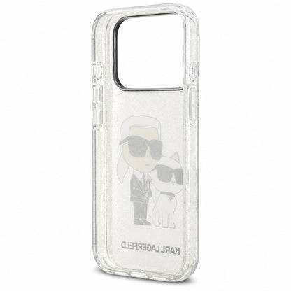 Husa pentru Apple iPhone 18 Pro / 17 Pro, Karl Lagerfeld, IML Glitter Karl and Choupette NFT, Transparenta