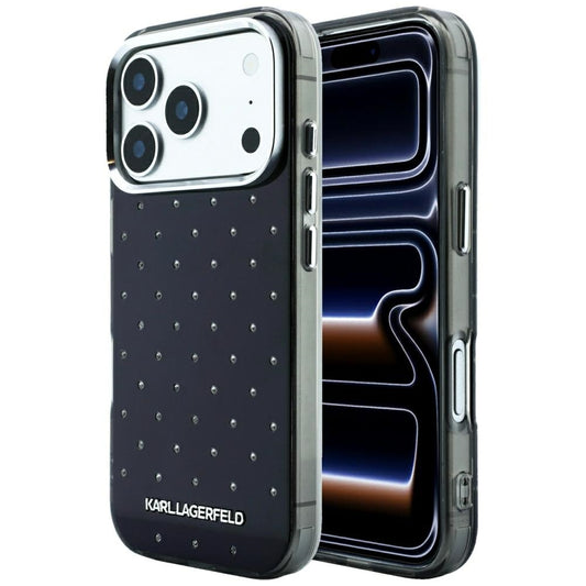 Husa pentru Apple iPhone 18 Pro / 17 Pro, Karl Lagerfeld, IML Rhinestones and Electroplated Logo, Neagra