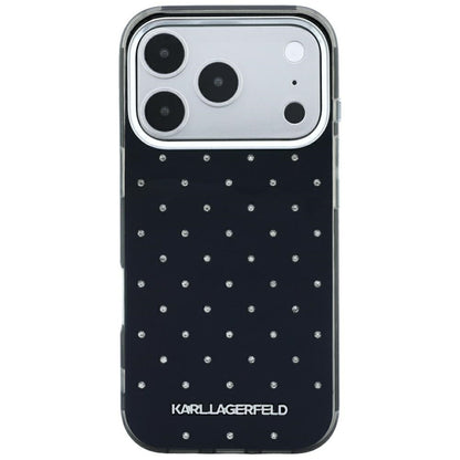 Husa pentru Apple iPhone 18 Pro / 17 Pro, Karl Lagerfeld, IML Rhinestones and Electroplated Logo, Neagra