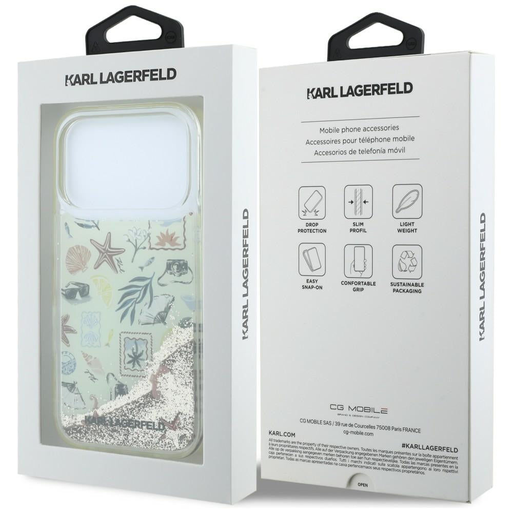 Husa pentru Apple iPhone 18 Pro / 17 Pro, Karl Lagerfeld, Liquid Glitter Beach and Sand, Bej