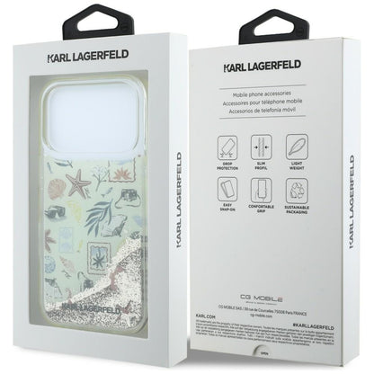 Husa pentru Apple iPhone 18 Pro / 17 Pro, Karl Lagerfeld, Liquid Glitter Beach and Sand, Bej