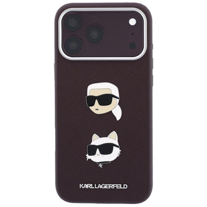 Husa pentru Apple iPhone 18 Pro / 17 Pro, Karl Lagerfeld, Saffiano Crossbody Karl & Choupette Head's Pins Logo, Visinie