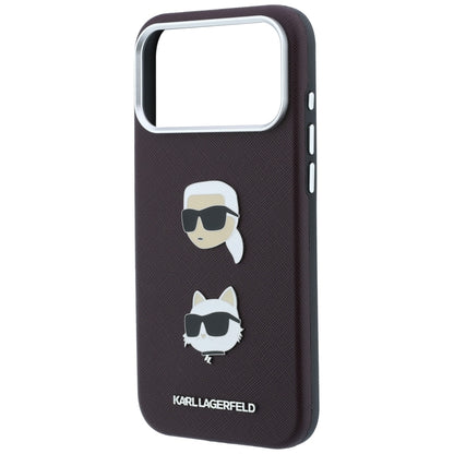 Husa pentru Apple iPhone 18 Pro / 17 Pro, Karl Lagerfeld, Saffiano with Karl & Choupette Head's Pin and Logo, Visinie