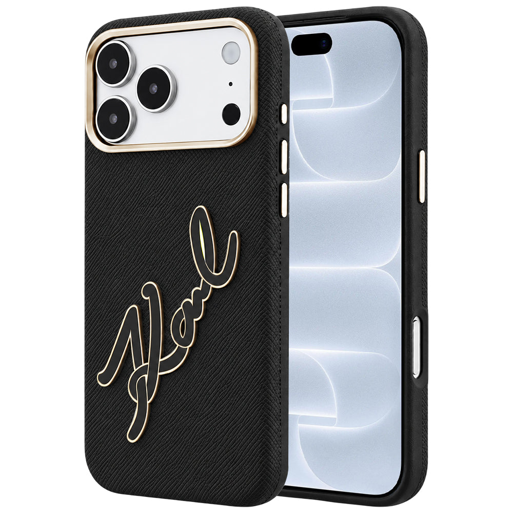Husa pentru Apple iPhone 18 Pro / 17 Pro, Karl Lagerfeld, Smooth Big Resin Signature Logo, Neagra