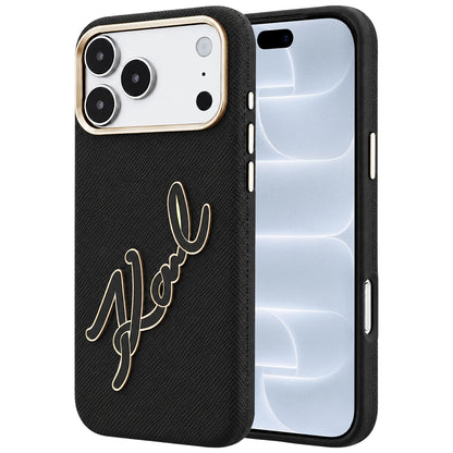 Husa pentru Apple iPhone 18 Pro / 17 Pro, Karl Lagerfeld, Smooth Big Resin Signature Logo, Neagra