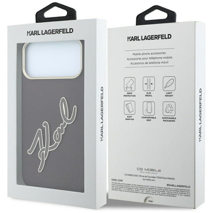 Husa pentru Apple iPhone 18 Pro / 17 Pro, Karl Lagerfeld, Smooth Big Resin Signature Logo, Visinie