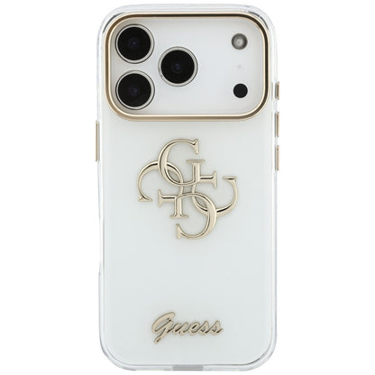 Husa pentru Apple iPhone 18 Pro, Guess, IML 4G Metal Script, Alba