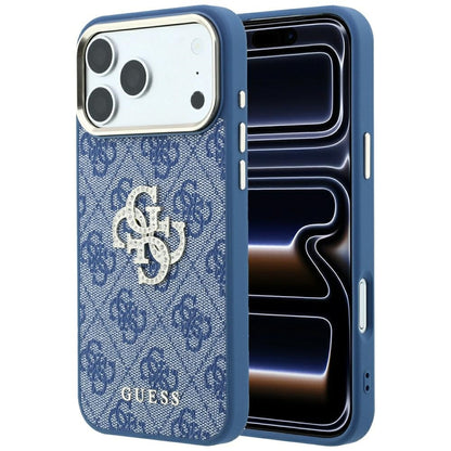 Husa pentru Apple iPhone 18 Pro Max / 17 Pro Max, Guess, 4G Big Strass Logo, Albastra