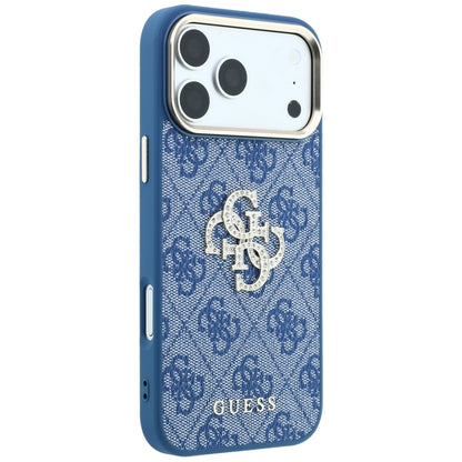 Husa pentru Apple iPhone 18 Pro Max / 17 Pro Max, Guess, 4G Big Strass Logo, Albastra