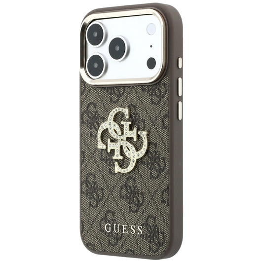 Husa pentru Apple iPhone 18 Pro Max / 17 Pro Max, Guess, 4G Big Strass Logo, Maro