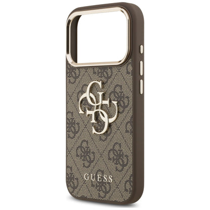 Husa pentru Apple iPhone 18 Pro Max / 17 Pro Max, Guess, 4G Classic Logo with Strap, Maro Aurie
