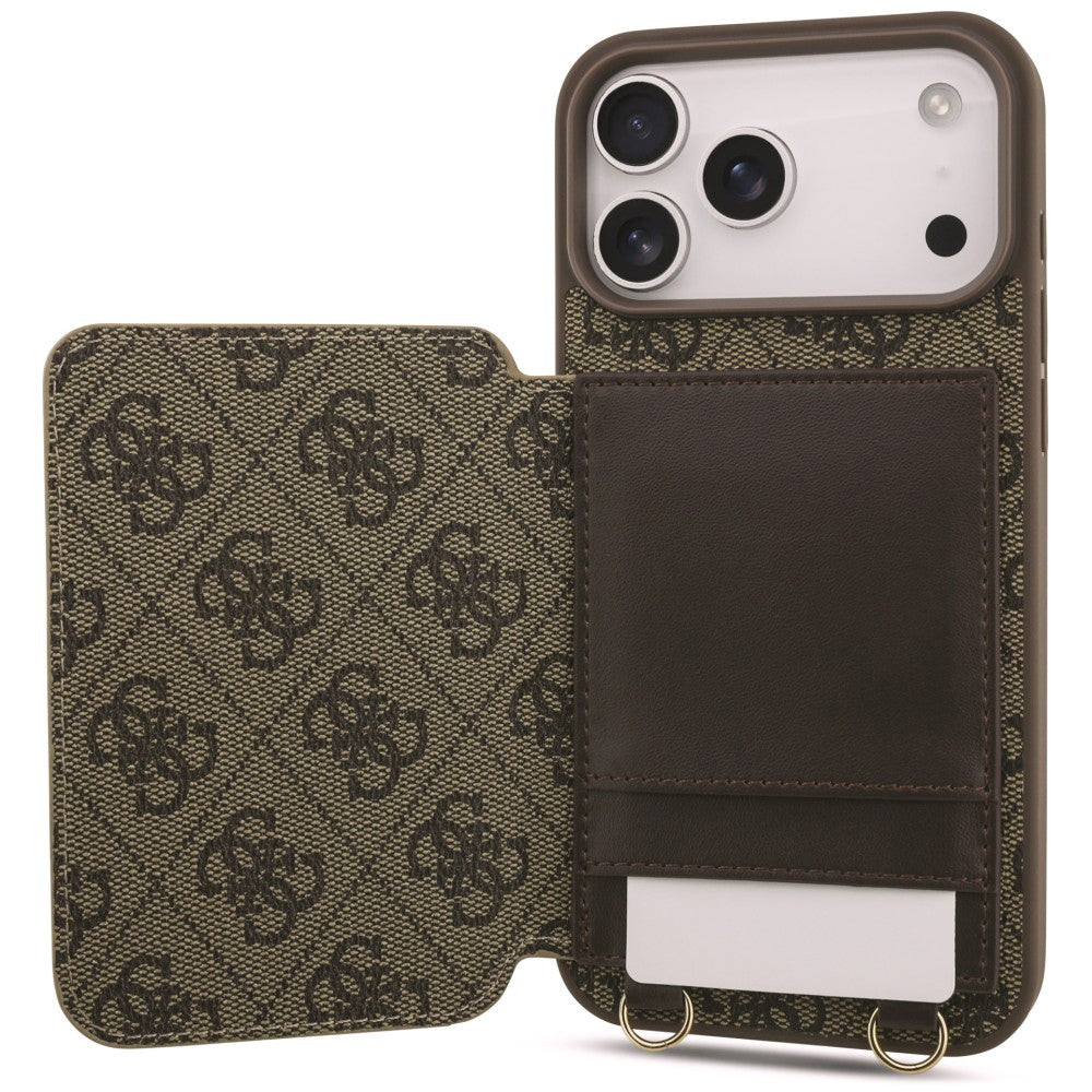 Husa pentru Apple iPhone 18 Pro Max / 17 Pro Max, Guess, 4G Crossbody Cardslot, Maro