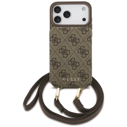 Husa pentru Apple iPhone 18 Pro Max / 17 Pro Max, Guess, 4G Crossbody Cardslot, Maro
