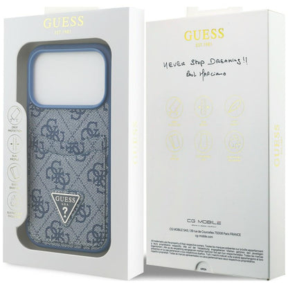 Husa pentru Apple iPhone 18 Pro Max / 17 Pro Max, Guess, 4G Double Card Triangle, Albastra